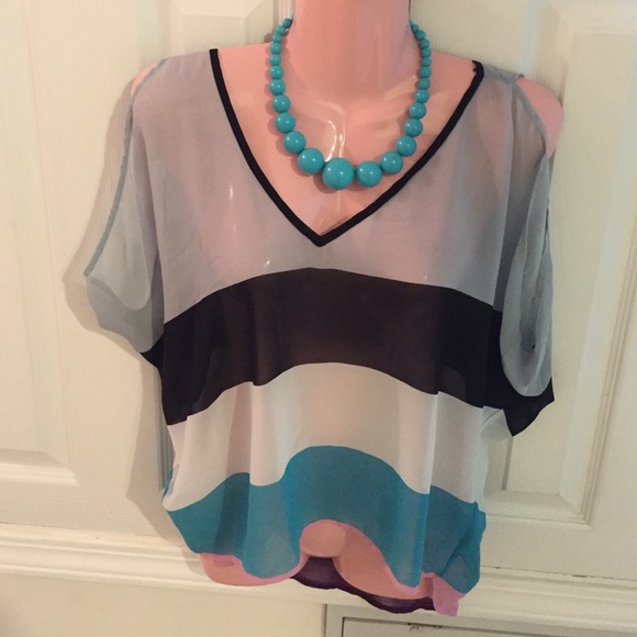 Sheer high low blouse