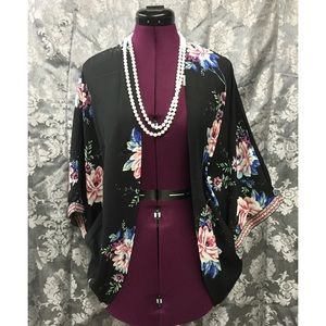 Black Floral Kimono