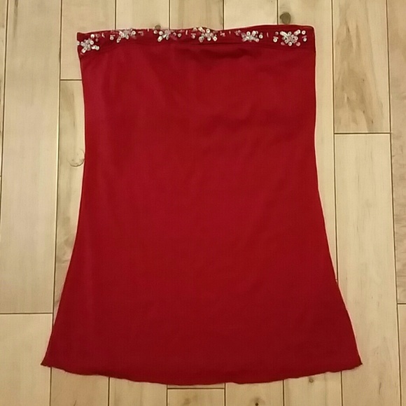 Red sequined tube top