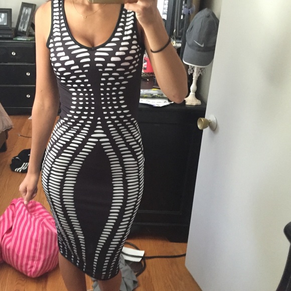 Black and white midi dress
