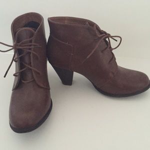 Brown leather booties