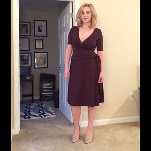 Plum Wrap-Tie Dress