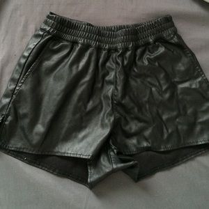 black faux leather shorts!