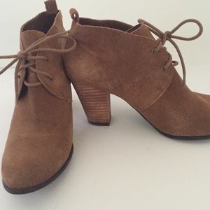 Camel suede booties