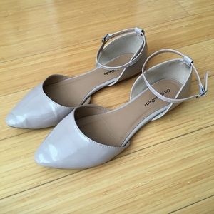 Tan beige ankle strap flats