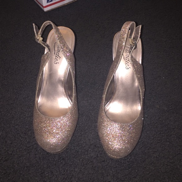 Gold glittery heels
