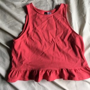 Pink crop top with ruffles