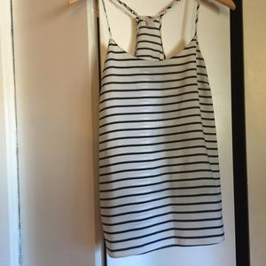 JCrew Black & white striped string tank top