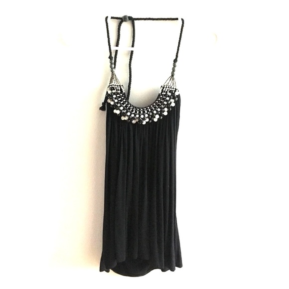 Black beaded halter top