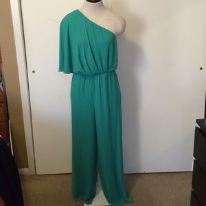 BCBG MaxAzria One Shoulder Green Dressy Romper