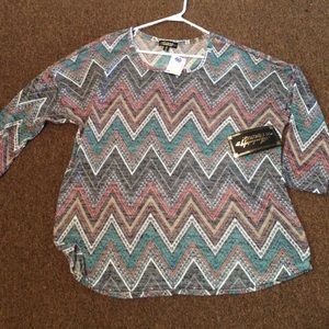 Plus size NWT 3/4 length shirt with chevron print
