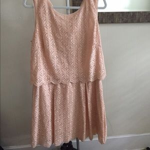 Peach colored scalloped lace dress