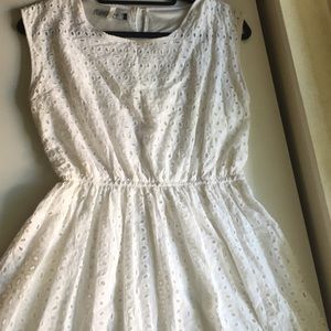 White eyelet fit and flare dress