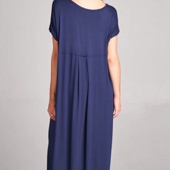 Boho Long Maxi Dress Navy Blue S M L - Picture 3 of 3