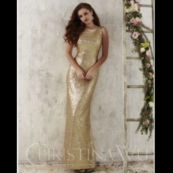 Elegant gold sequin dress