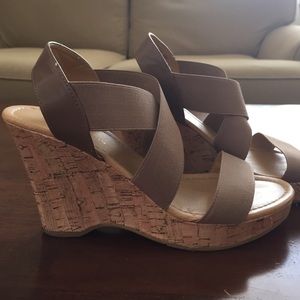 CL by Laundry Nude Wedges with Elastic Straps
