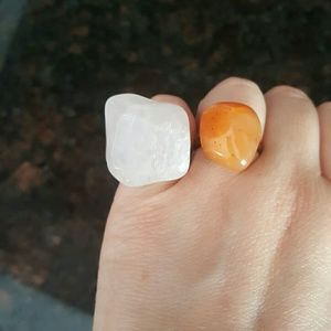 2 natural stone adjustable rings