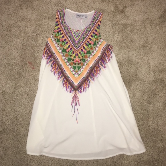 Colorful Feather Pattern Xenia Dress