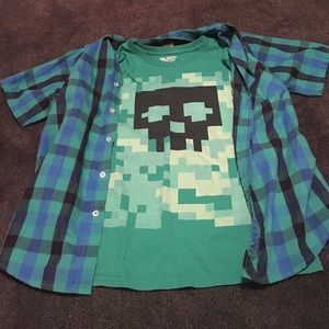 Boys XXL 18/20 shirt minecraft and button down