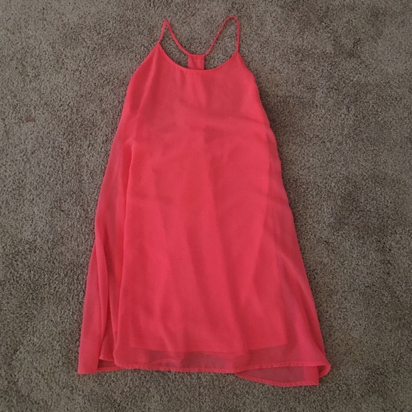 Neon Pink Razor Back Dress - Picture 1 of 2