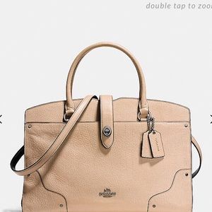 Coach mercer satchel in color block leather