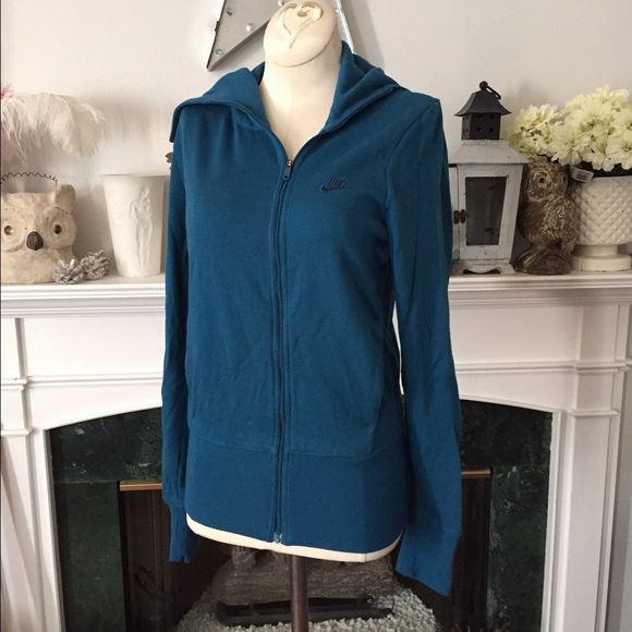 Nike blue zip up loose collar sweatshirt S