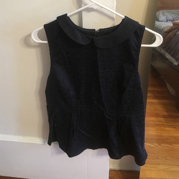 J.crew Black Peplum Top with Peter Pan Collar