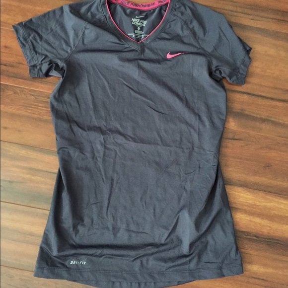 Nike pro combat grey pink workout shirt S