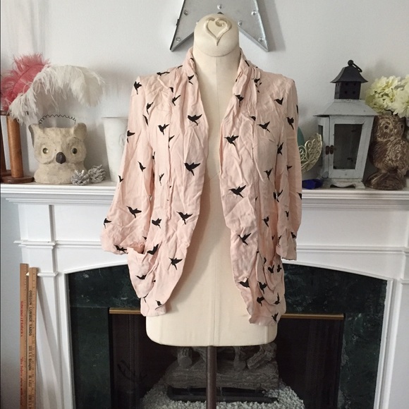 I love H81 pastel pink loose cotton bird blazer
