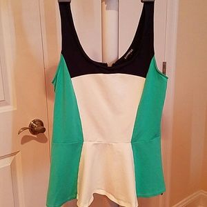 Express Color Block Peplum Tank Top