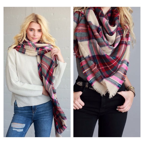 Accessories - Fall/Winter, Flash Sale-Blanket Scarf, Plaid Scarf