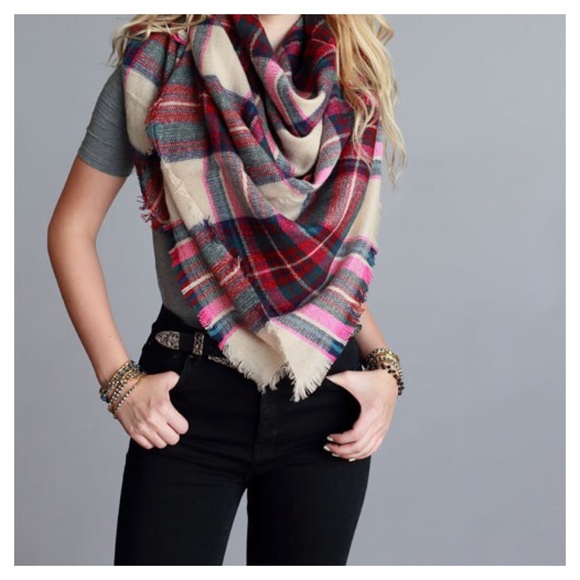 Fall/Winter, Flash Sale-Blanket Scarf, Plaid Scarf - Picture 3 of 4