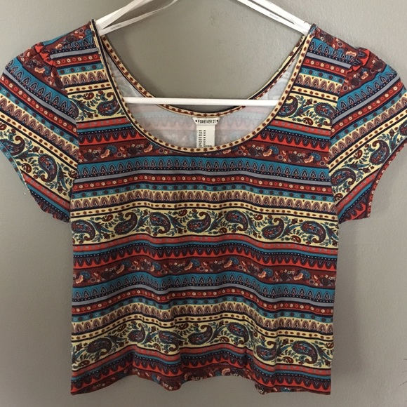 Multi-colored print crop top