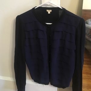Beautiful Blue Silk Pleated J.Crew Cardigan