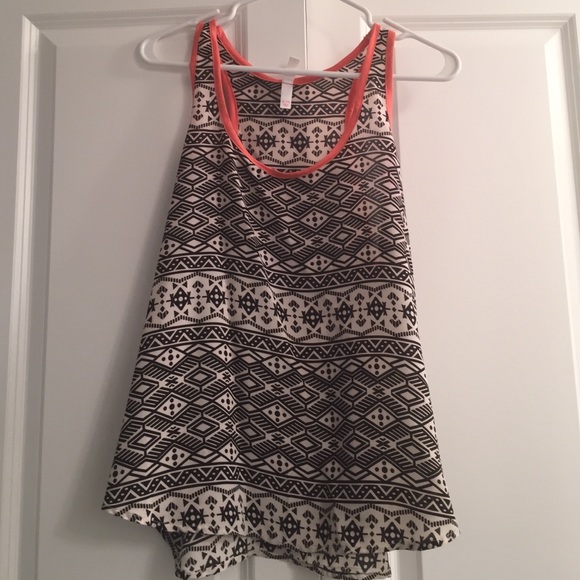 Aztec racer back tank with pink detail