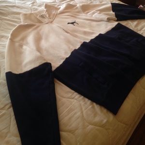 VS PINK Quarter Zip White/Navy Hoodie