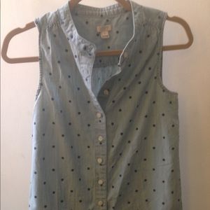 Chambray dot button up shirt