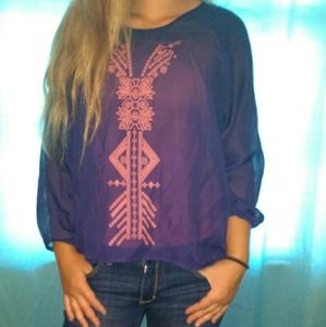 Blue and pink blouse