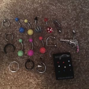 nose rings and belly button rings lot