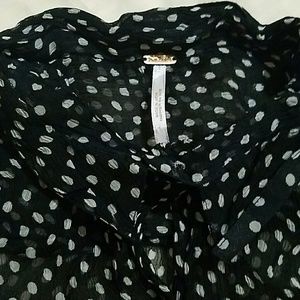 Free People polka dot sheer button down small