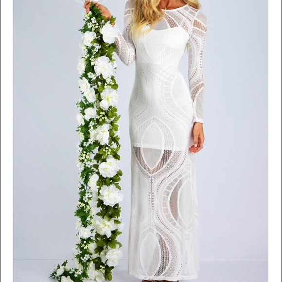White lace maxi dress
