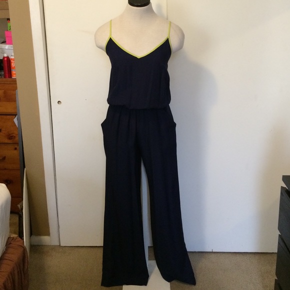 Navy with neon yellow/green trim Romper