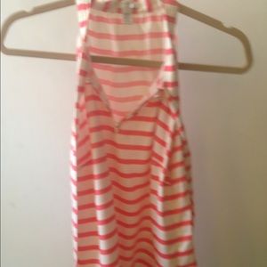 Silk striped top In hot pink
