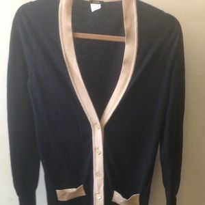 Jcrew varsity cardigan navy and nude trim