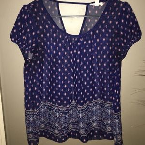 Navy blue print blouse
