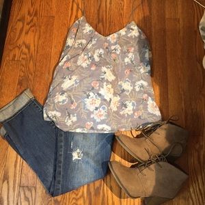AEO floral flounce tank top!
