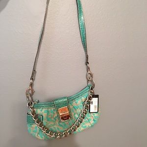 brand new, turquoise GUESS purse!