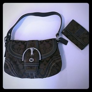Chocolate logo Coach bag & wallet