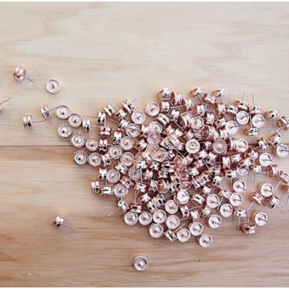 Half United Rose Gold Bullet Stud Earrings. - Picture 3 of 4