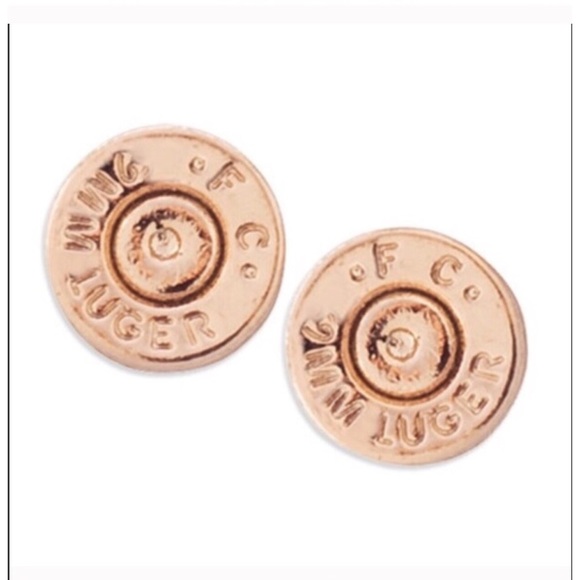 Half United Rose Gold Bullet Stud Earrings. - Picture 4 of 4